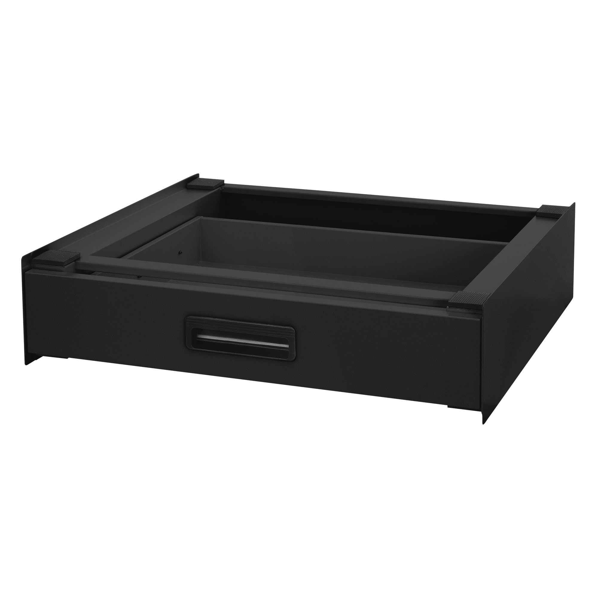 ML-Design Telaio Intermedio Ripiano Estraibile in Acciaio 60 x 54 cm Nero per Lavatrice/Asciugatrice Piano Estensibile per Cesto Bucato Kit di Sovrapposizione Universale con Cassetto Portaoggetti