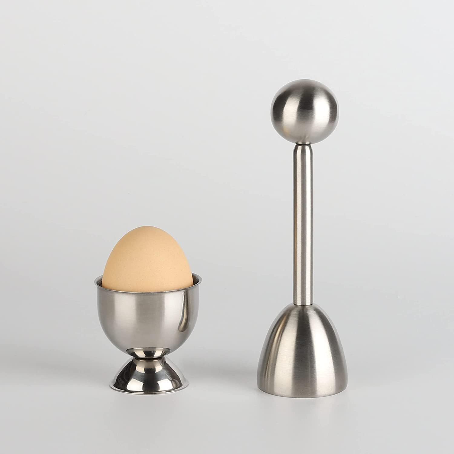 Ensemble De Coupe-œufs Durs Et Mous, Craquelins À Œufs, Coquetiers À La Coque En Acier Inoxydable, Ensemble De Décoration Pour Craquelins D'œufs Comprenant 2 Tasses, 2 Cuillères Et 1 Coupe-œufs