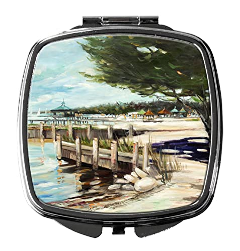 Caroline's Treasures JMK1273SCM At the Pier Sailboats Compact Mirror Decorative Travel Makeup Mirror for Women Girls Gifts Pocket Makeup Mirror Folding Handheld