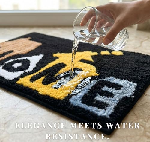 Image of HOMEKART Microfiber Bath Mat 2000 GSM, Super Soft & Absorbent Anti-Skid Bathroom Floor Mat, Quick Dry Door Mat for Bathroom, Bedroom & Kitchen (40x60 cm, Black & White) Pack of 1