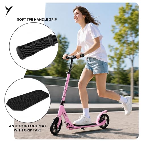 Image of Jaspo Fervid Kick Scooter for Kids & Adults | 175mm TPU Wheels 80A Hardness | ABEC-9 Bearings | Foldable Aluminum Frame | 3-Level Height Adjustable | Anti-Skid Deck, Soft TPR Grip | Max Load 120kg
