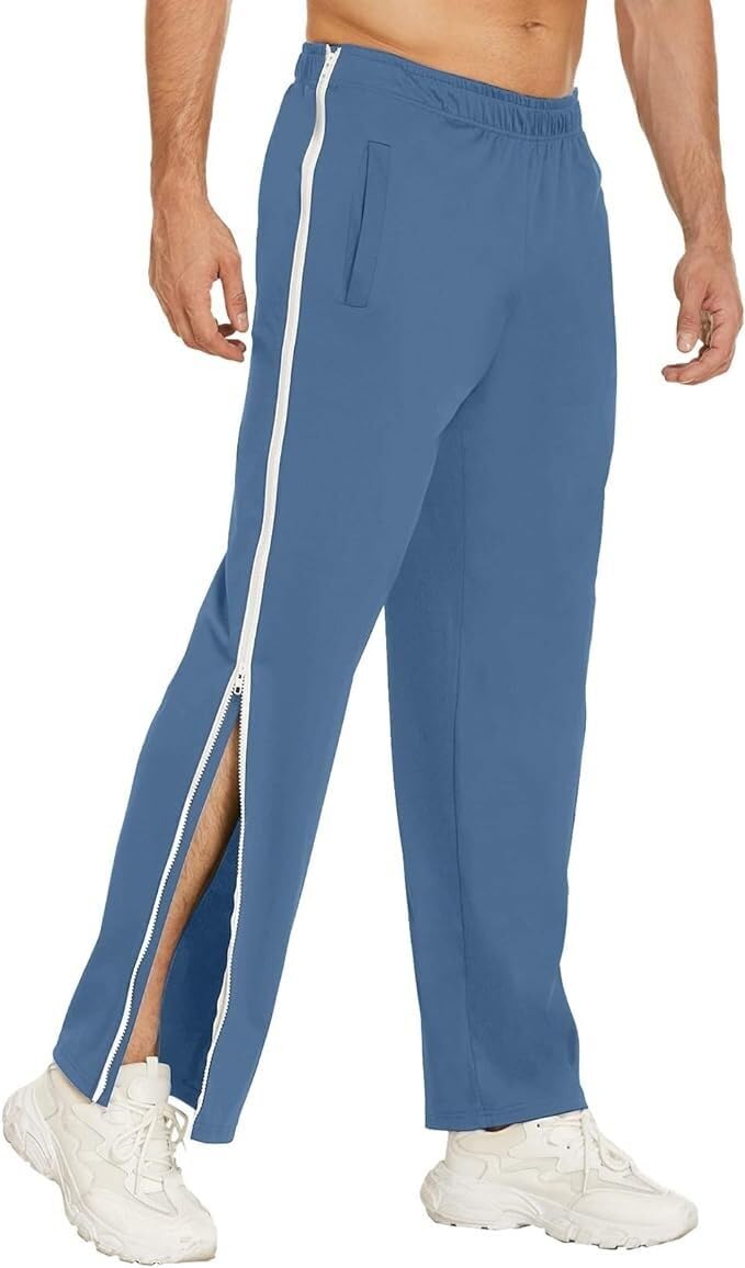 Revalidatiebroek Heren Joggingbroek Met Zijopening M-3XL, Revalidatiebroek Heren Trainingsbroek Met Doorlopende Rits Joggingbroek Reha-broek Heren Zijopening Baggy Trainingsbroek(Dark blue,XL