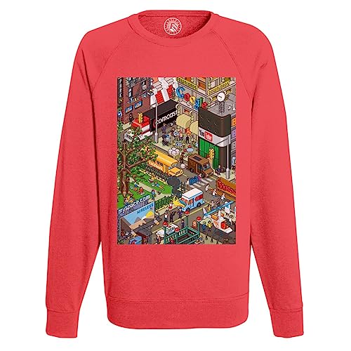 Sweat-Shirt Homme Pixel Art Ville Retro Gaming Geek fini les pulls geeks ternes