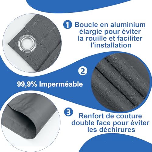 Brise vue balcon 90x700cm anthracite imperméable opaque - 4