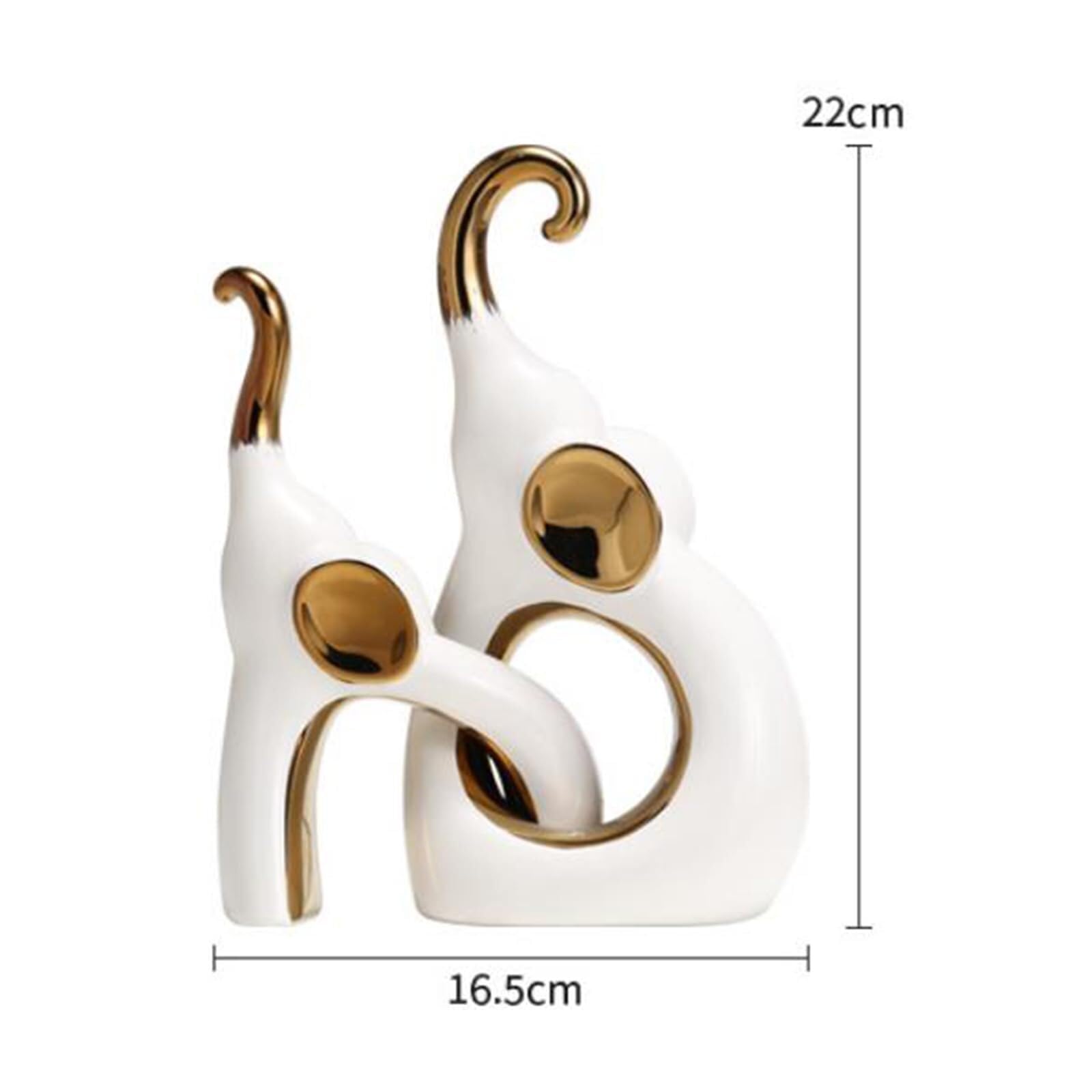 Regalos para Mujeres Elefante Deco Escultura Estatua De Cerámica Moderna Decoración para estanterías(Gold)
