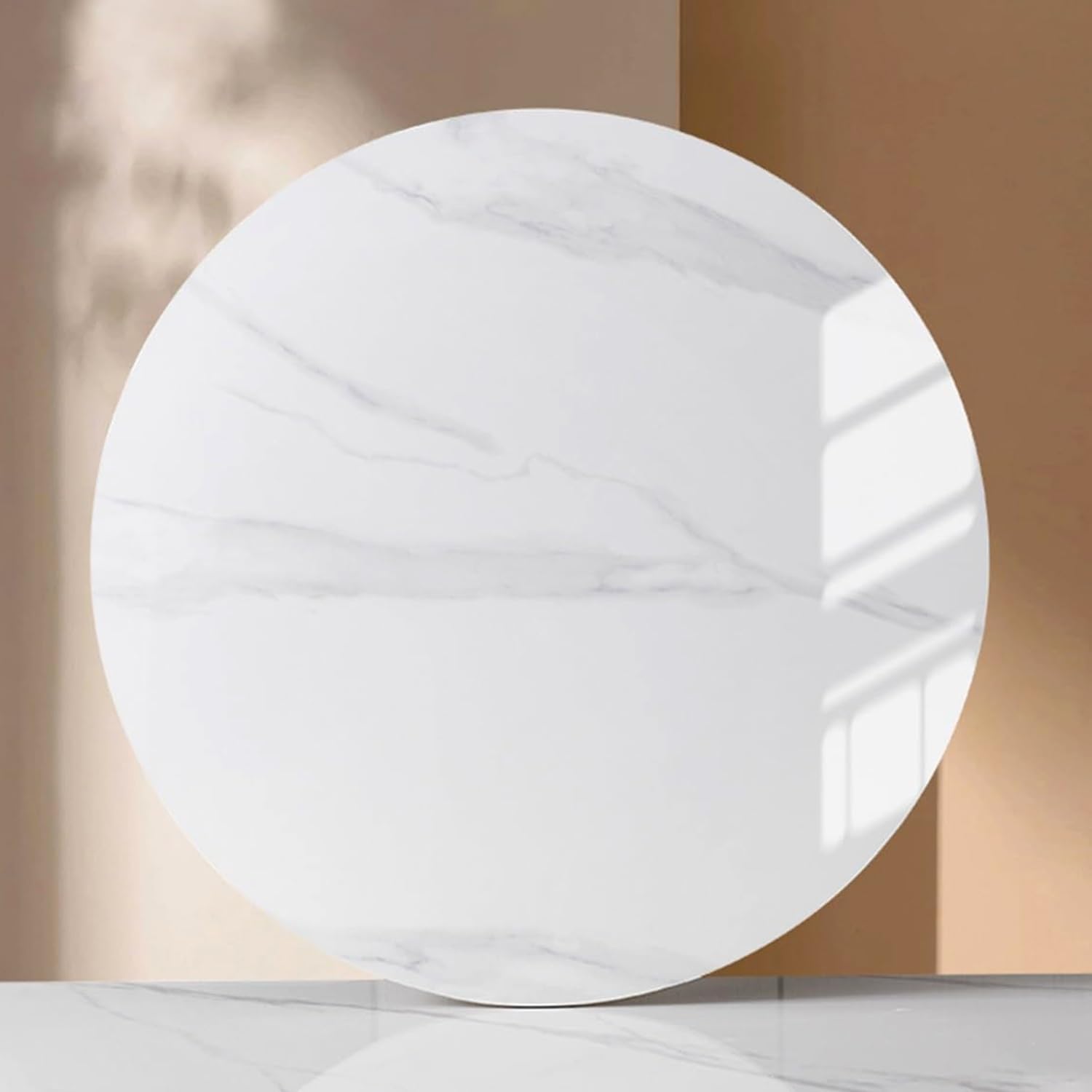 Lazy Susan runder Drehteller, Drehteller aus Steinplatte, Esstisch, leise Rotation (Weiß, 100 cm / 40 cm)