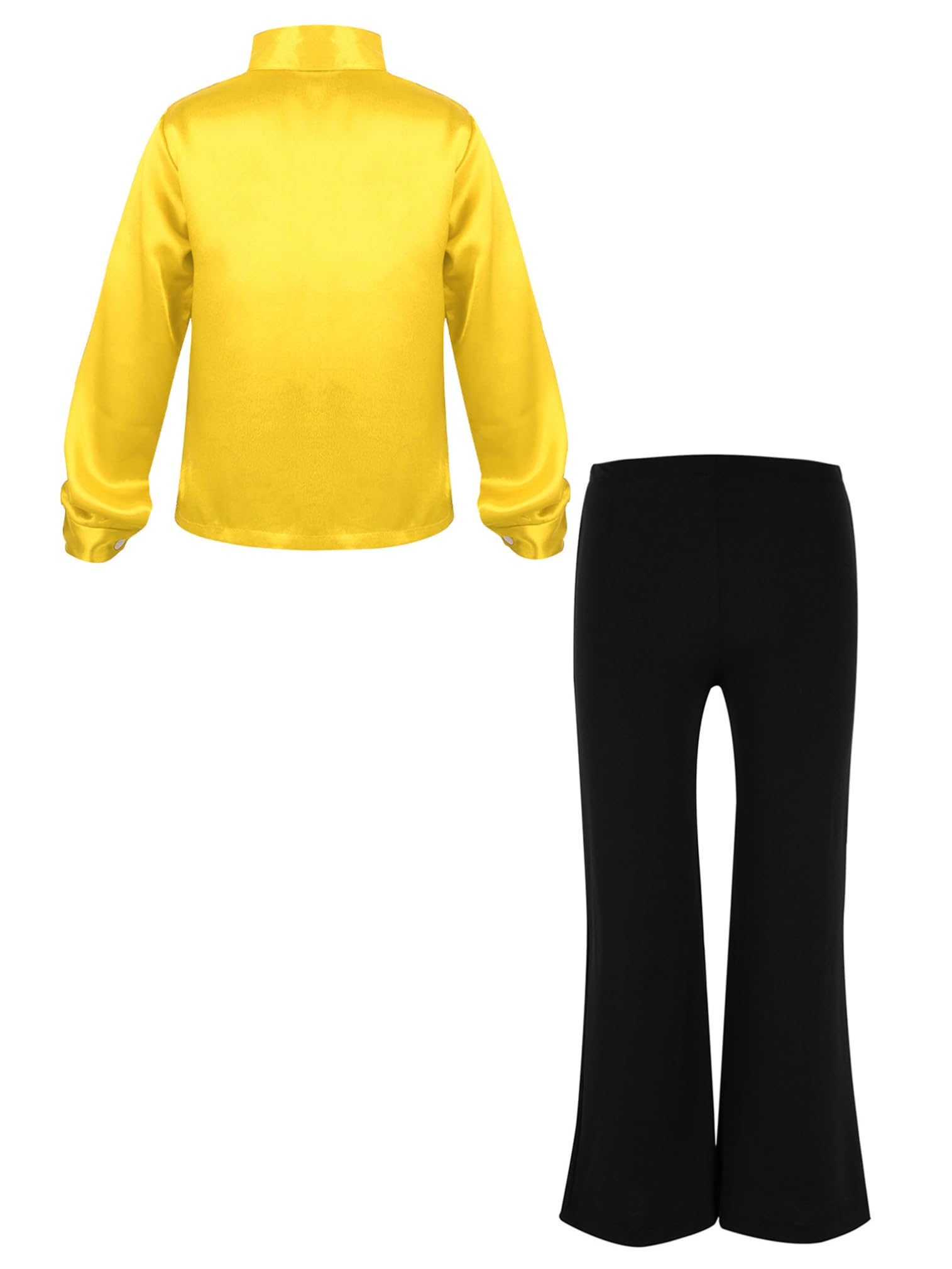 easyforever Kids Boys Sparkle Long Sleeve Button-Down Shirt Hip Hop Latin Jazz Dance Tops and Pants Performance Costume Gold 6 Years