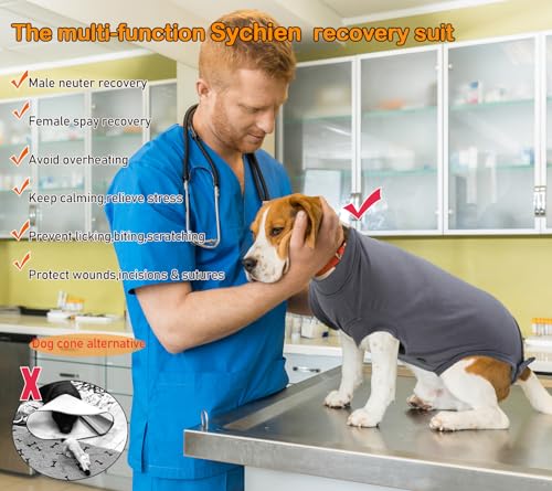 Image of Dog Surgery Recovery Suit, Recovery Suit for Dogs Male Female Spay & Neuter, Anti-Licking Surgical Onesie for Dogs After Surgery Wear, Dog Cone Alternative (Blank Grey, XL)