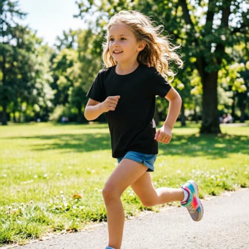 Image of Girls /Kids /Toddlers Crew Neck Cotton T-Shirts Short Sleeve Summer Basic Tops（Age 2-12Y）