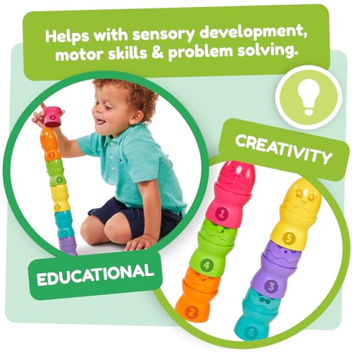 Image of Toomies Tomy Hide and Squeak Egg Stackers Baby Toy - Stacking Egg Cups with 3 Squeak and 3 Rattle Eggs - Shape Sorter Toddler Toys - Engaging Baby Sensory Toys - Baby Toys 6 Months Plus to 36 Months