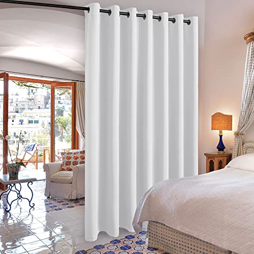 Image of DWCN Total Privacy Room Divider Blackout Curtain for Patio Door, Living Room, Bedroom Partition and Shared Office Space, 1 Grommet Curtain Panel, 8.3ft Wide x 9ft Tall, Greyish White