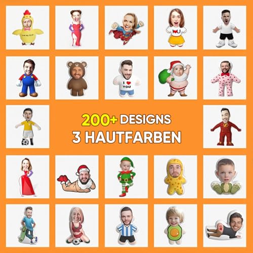 Personalisiertes Kissen mit Foto, Kuscheltier mit Gesicht Foto, Lustige Geschenke mit eigenem Foto, 3D Person Menschenform Kissen, Fotogeschenke Personalisiert zum Geburtstag Jahrestag Valentinstag