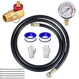 Breezliy 5 Feet Air Tank Repair Kit w/Safety Valve,Performance Tool W10058 Air Tank Repair Kit,Air Tank Valve Kit with Pressure Gauge and 5 Feet Air Tank Hose Assembly kit for Portable Carry Tank