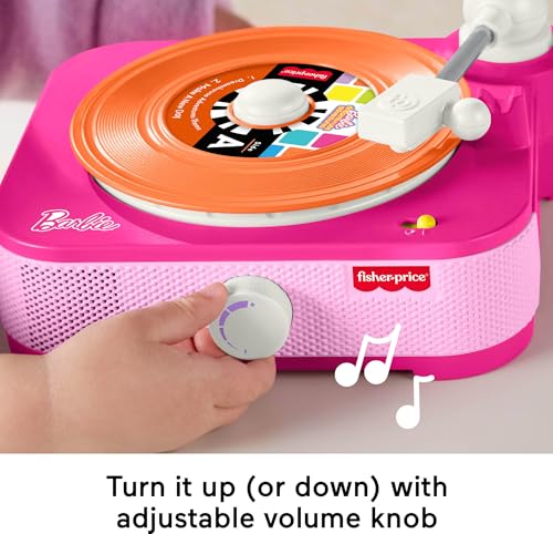 Image of Fisher-Price Musical Toy Barbie Record Player with 5 Records & Display Rack for Preschool Pretend Play Kids Ages 3+ Years