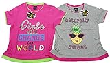 Just Love Ruched Side Graphic T-Shirts For Girls (Pack Of 2)