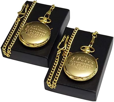 Eternity Engraving inc.の8つの刻印懐中時計 カスタムボックス付き バックルチェーン 刻印付き 懐中時計 電池