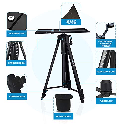 Projector Stand, Adjustable Laptop Stand, Multi-Function Stand,Aluminum Tripod Stand,Computer Stand with Plate and Carry Bag, Adjustable Height 17-46inches for Projectors/Laptops/Photography/DJ