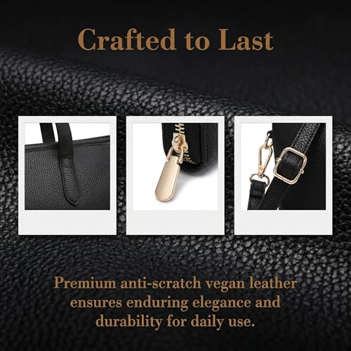Set 3 Piezas Bolso Tote Vegano Mujer Negro miniatura 5