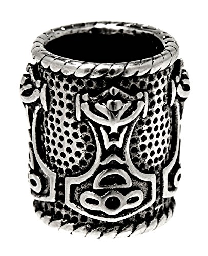 Kiss of Leather Baardkraal krultang van roestvrij staal, design Thor hamer 8 mm