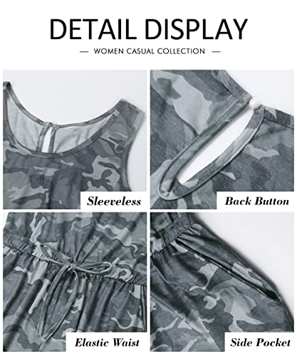 image for KIRUNDO Women's 2024 Summer Jumpsuits Casual Sleeveless Jumpsuit Draws