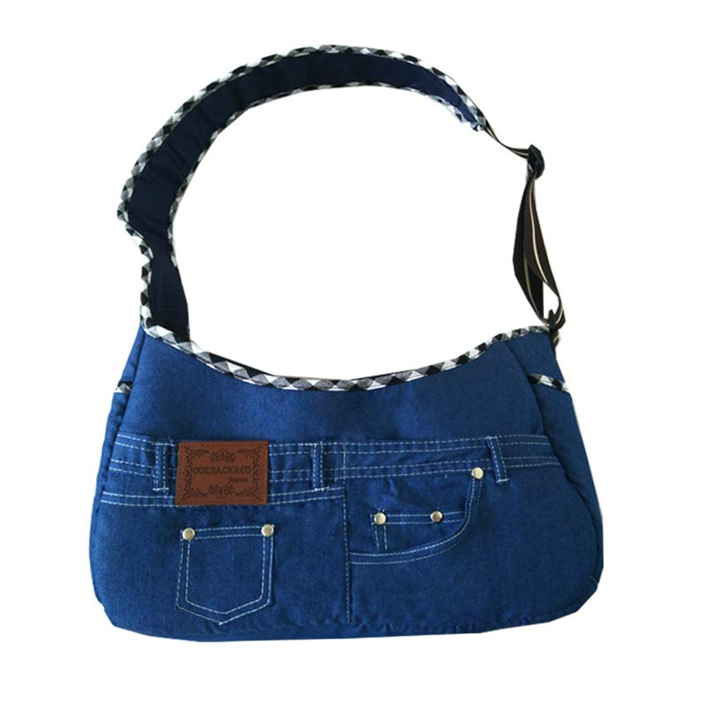 AliceInter Portable Pet Carrier Small Dog Bag Cute Soft Blue Jean Carrying Tote