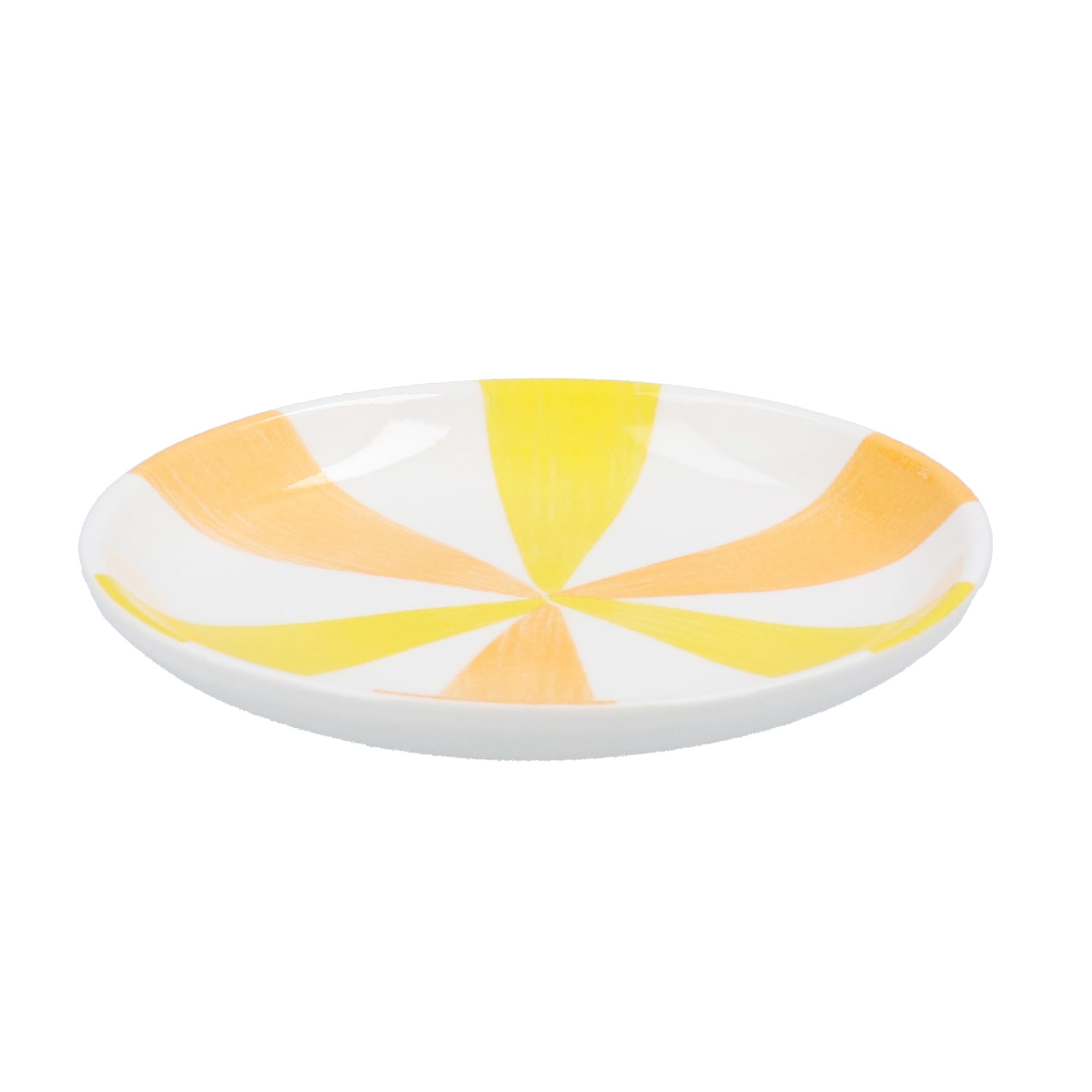 Gisela Graham Orange And Yellow Stripe Trinket Dish, Round, Porcelain, 10Cm