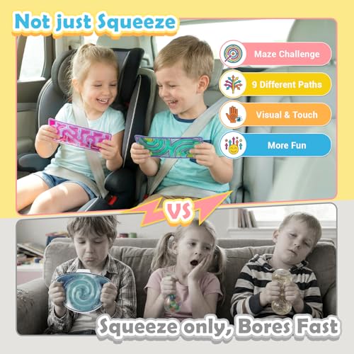 Image of LESONG Sensory Fidget Toys for Kids: 9 Pack Squishy Gel-Filled Sensory Maze for Autism Calming - Fidgets Bulk for Classroom Calm Down Corner School Prizes - Travel Toys for Car Road Trip Airplane