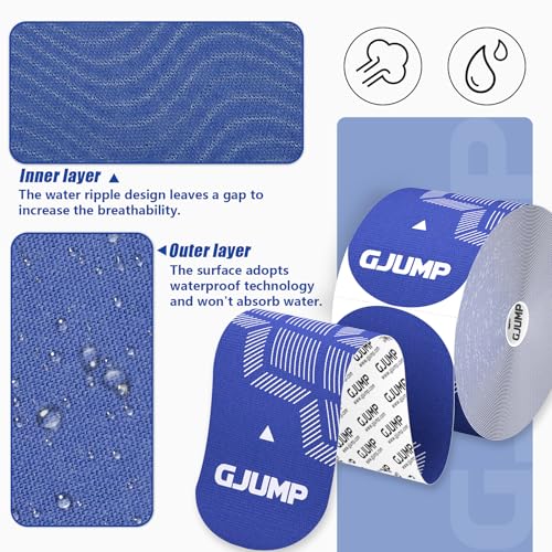 Image of Kinesiology Tape, 40 Count Precut Strips 2 Rolls Original Cotton Tape | Elastic Athletic Tape for Muscle Strain Relief & Joint Support, Latex Free Kinetic Tape, Waterproof & Breathable Sports Tape