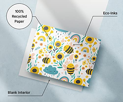 Image of Twigs Paper - Assorted Bumble Bee Greeting Cards - Stationery Cards with Envelopes - Thank You Card - Blank Note Cards - Greeting Cards for All Occasions - Made in USA (5.5 x 4.25, Set of 12)
