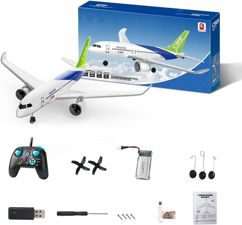 C919 Style RC Plane 2.4G 3 Channel Foam Glider Aircraft RTF | Ducted-fan airliner shape with 200 m remote flying range