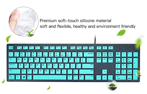 Keyboard Cover For Dell Kb216 Kb216P Wired & Dell Km636 Wireless Keyboard/Dell Optiplex 5250 3050 3240 5460 7450 7050/Dell Inspiron Aio 3475/3670/3477 All-In One Desktop Keyboard Skin, Mint Green #TOP4