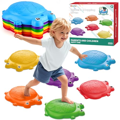 AuntyFey Stepping Stones Kids, 6 Pc Balance Stones for Toddlers 3-5, Sensory Play Indoor/Outdoor Toys