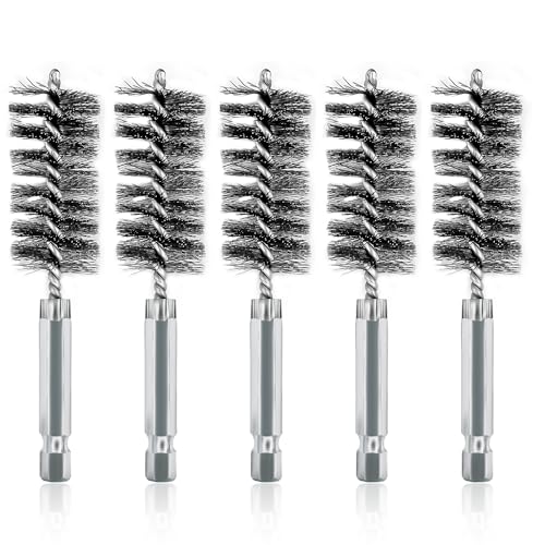 Image of 5Pcs 7 /8 inch Stainless Steel Wire Bore Brush for Power Drill Cleaning