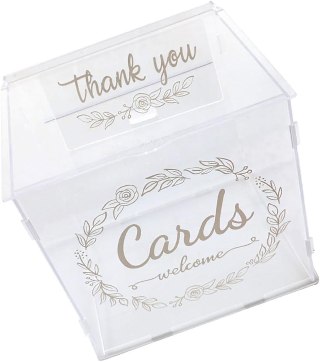 Acrylic Wedding Card Box with Lock DIY Transparent Money Storage for Wedding Supplies for Collecting Greetings present Cards and Notes at Your Special Event