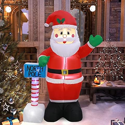 8 FT Christmas Inflatable Santa Claus with 11 Cool White Lights Xmas Indoor & Outdoor Decor Blow Up Christmas, Holiday, Lawn, Yard and Party Decorations Cover
