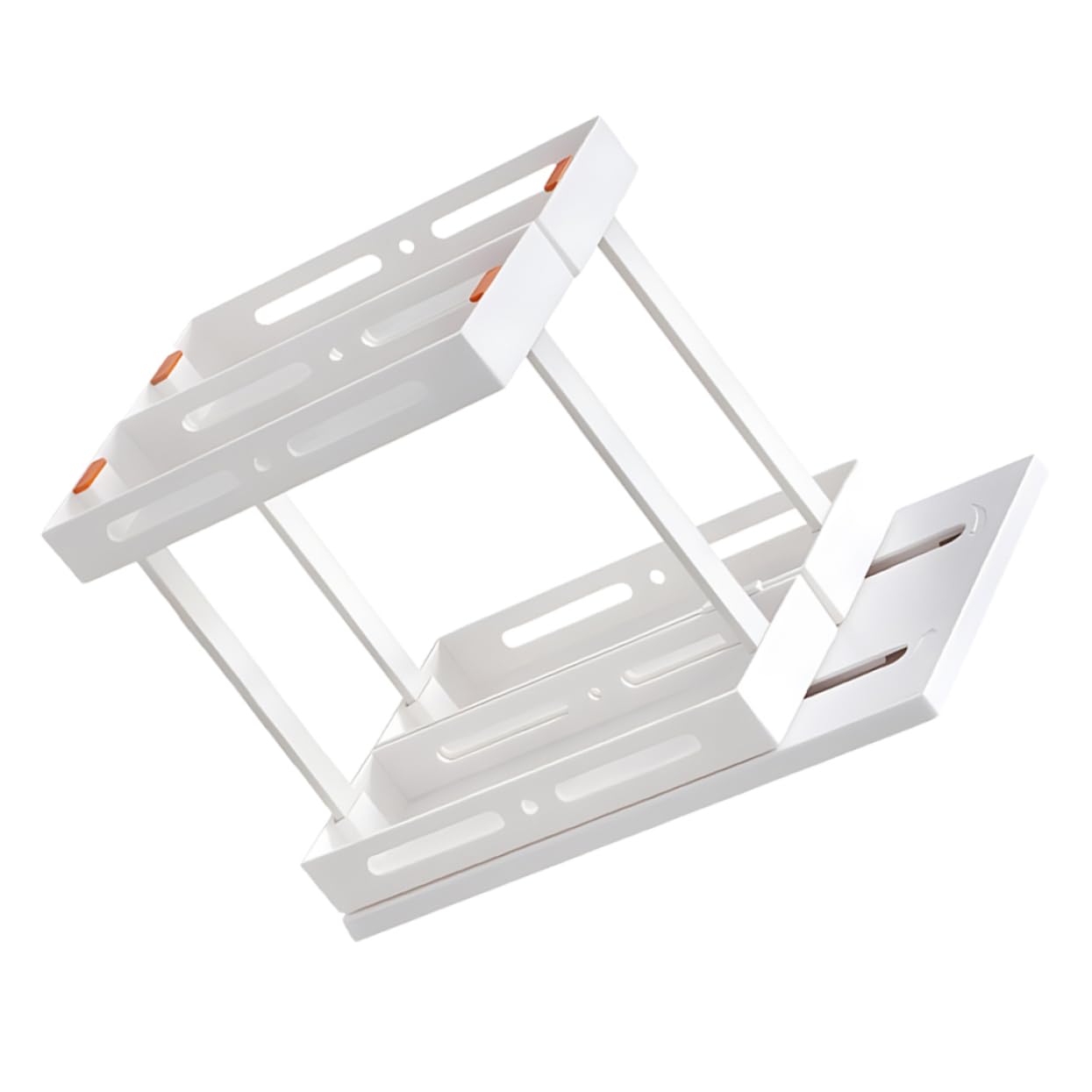 Sosoport Organizer Estraibile da Cucina Bianco a Doppio Strato in Abs e Acciaio al Carbonio, Salvaspazio Design a Estrazione, per Riporre Spezie e Accessori Sotto Lavandino