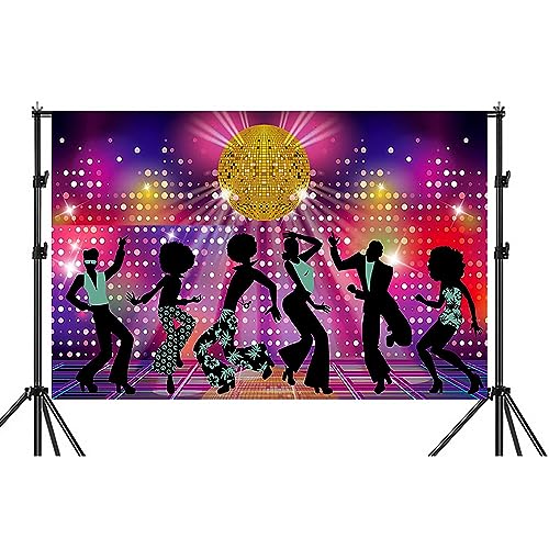 Tiardey Bannière de Fond Disco Décorations de Fête Disco Années 70 80 90 Fond de Danseuse pour Soirée à Thème Disco (180 x 110 cm)