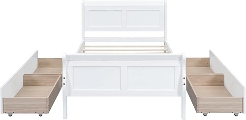 Miniatura 75 de Harper & Bright Designs Base de cama matrimonial con cabecero y estribo, cama de plataforma de tamaño matrimonial, marco de cama de madera para