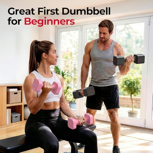 Image of FEIERDUN DB3 5-in-1 Adjustable Dumbbell Set of 2, 12LBS /20LBS Hand Weights for Women, Men, 1s-Adjust Dual-Stable Dumbbell Set for Women Home Gym & Outdoor