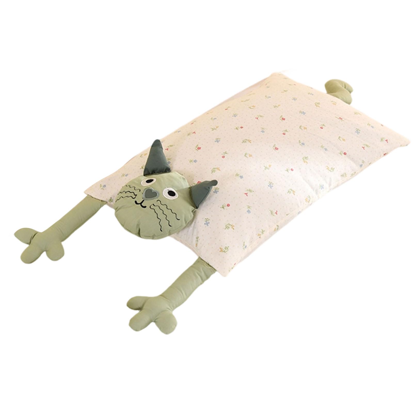 Kaeltsyn Buckwheat Pillow Featuring Cartoon Cats Pattern Fabric for Spinal Alignment Buckwheat Filled Pillow