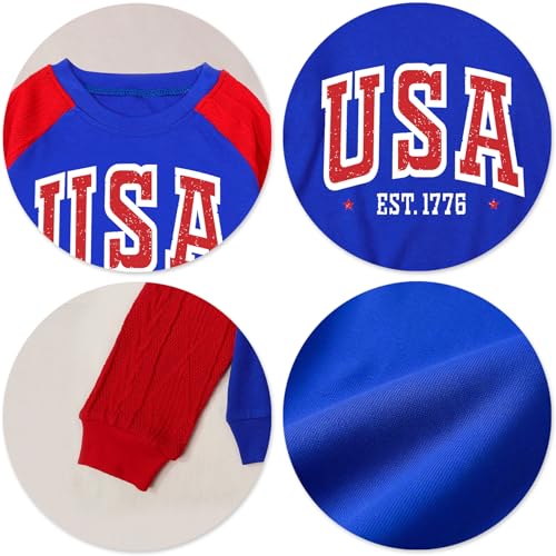 Image of CAZYCHILD Girls 4th of July Shirt Boys USA Tshirt Kids American Flag Sweatshirt Patriotic Pullover Tee Tops