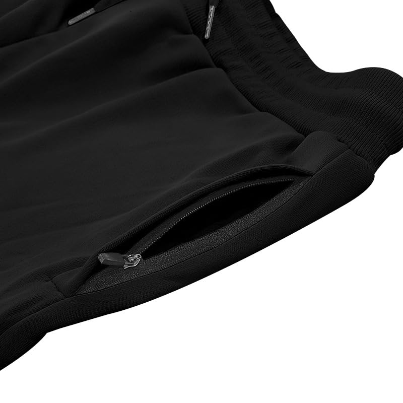 Mens Casual Fashion Capri Pants Summer Hip-Hop Solid Color Drawstring Waisted Sweatpants with Zipped Pockets4