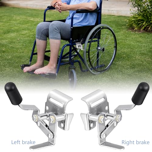 Image of DaisyInner 2 Pcs Heavy Duty Wheelchair Brakes Wheel Locks Wheelchair Parts Mount Bolt on Style for 7 /8 Inch Tubing Universal Wheel Lock Brake Assembly Medical Transport Chair Brake Side (Silver)