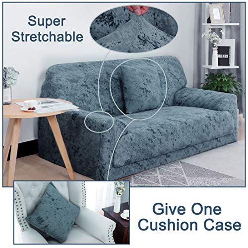 Uxcell Ink Painting Printed Sofa Cover For Armchair, Stretch Couch Slipcover With One Pillowcase, Stylish Pattern Furniture For Living Room Slateblue Medium #TOP2