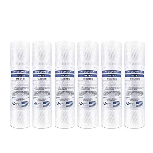 Lafiucy Melt-blownNeedle-Punched Sediment Water Filter Cartridge 10"x 2.5",5 Micron,6pack,10" x 2.5" Whole House Sediment Water Filter Replacement Cartridge Compatible with Any 10 inch RO Unit
