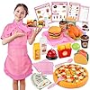 51e578e3thl - Ultimate Girls' Restaurant Playset: 60-Piece Diner & Waitress Costume Kit for Kids Age 3+ | Engaging Pretend Play Restaurant Set with Apron - restaurant playsets for kids