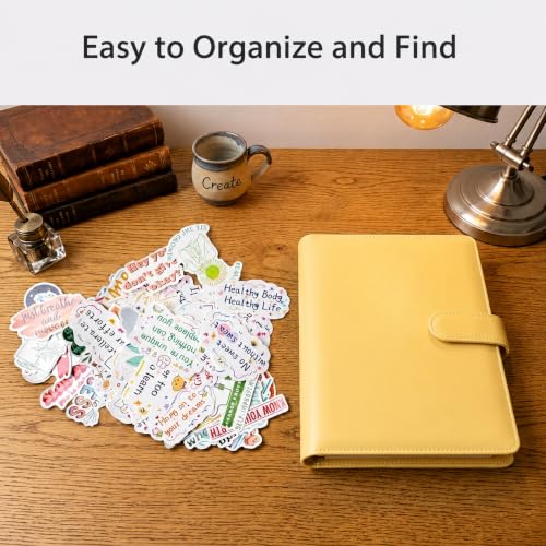 Image of Sticker Binder Organizer with Storage Sleeves,Reusable Stickers Collecting Book Album Holder, A5 Blank Sticker Container Organizer-Yellow