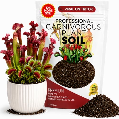 Professional Carnivorous Plant Soil Mix Large 2.2 Quarts Ready to Use Premium Potting Soil for Venus Flytrap Sundew Pitcher Plant Butterwort Peat Moss Coco Coir Perlite Blend Made in USA