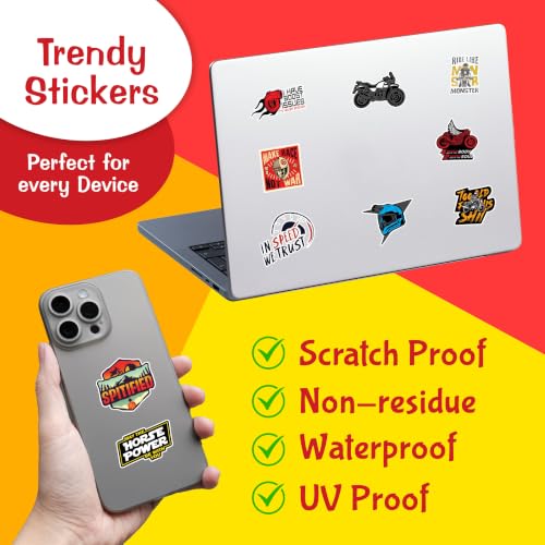 Image of Reusable Self-Adhesive Sticker For Bike Pack Of 50 Waterproof Stylish-Reusable Self-Adhesive Sticker s For Helmet,Tank,Visor-Great Gift For Riders,Bikers,Vinyl