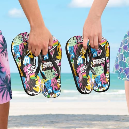 Nander Artistic Hip-hop Sandal Flip Flops of Men's & Women's,Beach Slippers Flip Flops Shower Shoes4